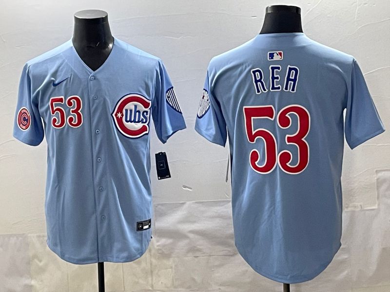 Men 2025 Chicago Cubs 53 Rea Light Blue Throwback Nike MLB Jersey style 003